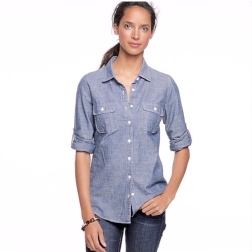 J. Crew Factory Perfect Shirt Chambray medium